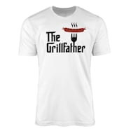 T-SHIRT INTERNATIONAL Men's White The Grillfather Short Sleeve T-Shirt
