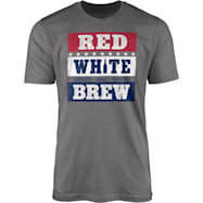 T-SHIRT INTERNATIONAL Men's Graphite Heather Red, White & Brew Graphic Crew Neck Short Sleeve T-Shirt