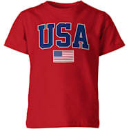 T-SHIRT INTERNATIONAL Boys' Red USA Flag Graphic Crew Neck Short Sleeve Cotton T-Shirt