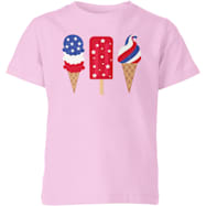 T-SHIRT INTERNATIONAL Girls' Pink Ice Cream USA Style Graphic Crew Neck Short Sleeve Cotton T-Shirt