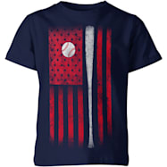 T-SHIRT INTERNATIONAL Boys' Navy Field Flag Bat Graphic Crew Neck Short Sleeve Cotton T-Shirt