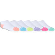 Skechers Girls' White/Multi Full Terry Low Cut Walking Socks - 6 Pk