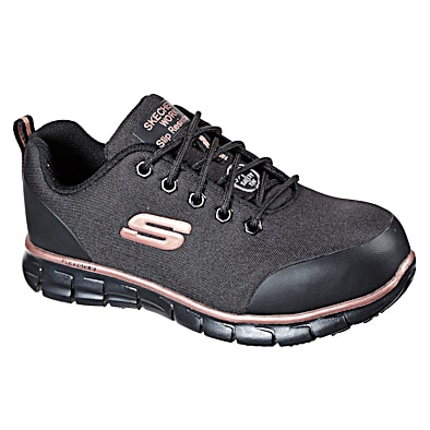 Gulerod Demonstrere Allergisk Ladies' Black/Rose Gold Sure Track Chiton Alloy Toe Lace-Up Shoes by  Skechers For Work at Fleet Farm