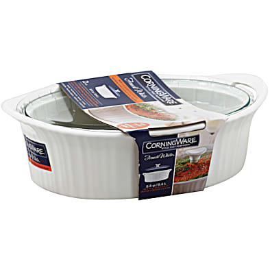 Corningware French White 2.5-Qt Oval Ceramic Casserole Dish with Glass  Cover 1105935 - The Home Depot
