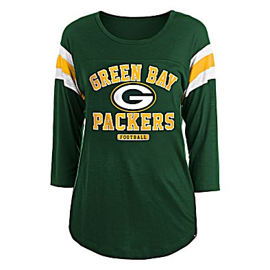 Green Bay Packers Women's White Shirt with Sequin Long Sleeves