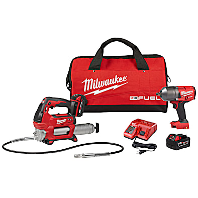M18 FUEL Cordless High Torque Impact Wrench W Grease Gun Kit by