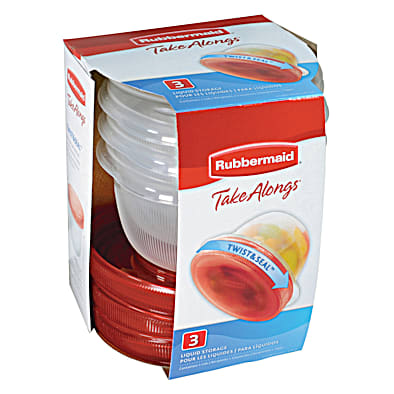 Rubbermaid TakeAlongs Twist Top 2-Cup Food Storage Containers, 3