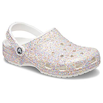White glitter crocs shop