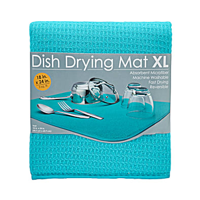 S&T XL Reversible Microfiber Dish Drying Mat - Teal - 18 x 24
