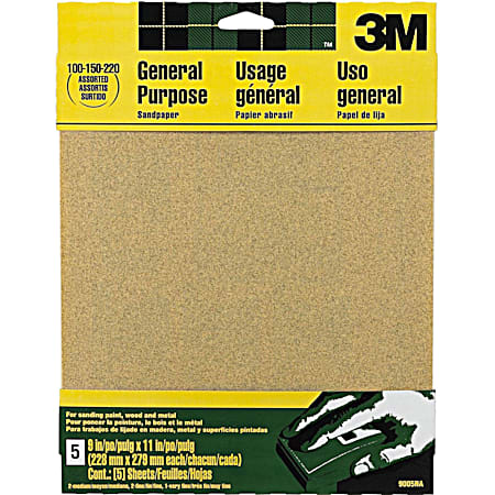 3M All-Purpose Assorted Aluminum Oxide Sandpaper