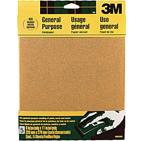 3M Aluminum Oxide Medium Sandpaper - 100 Grit