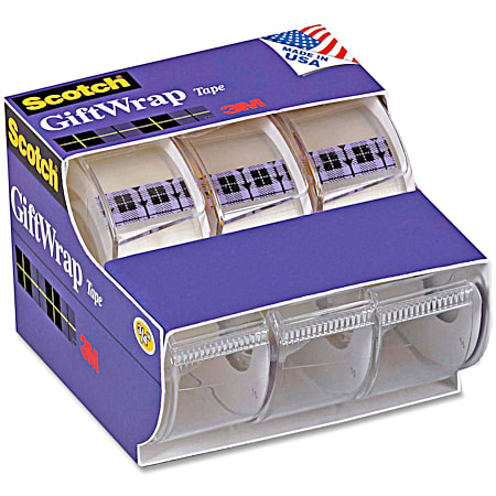 0.75 in x 650 in GiftWrap Tape Dispensered Rolls - 3 Pk