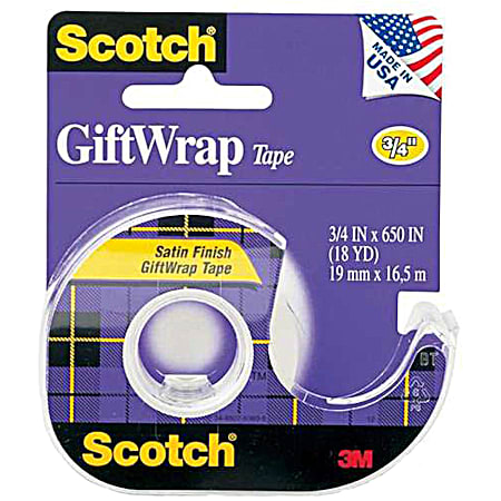 Scotch 0.75 in x 650 in GiftWrap Tape Dispensered Roll