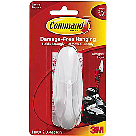 Command White Large Designer Hook