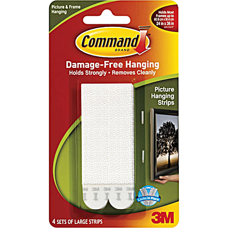Command 4 Sets White Picture Hanging Strips - Large