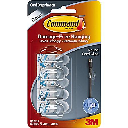 Command 4 Pk. Clear Round Cord Clips