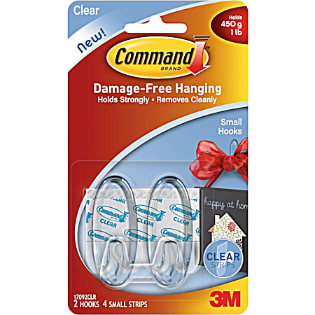 Command 2 Pk. Clear Small Hooks