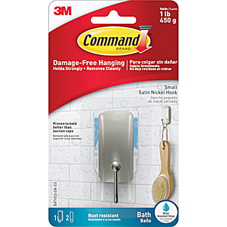 3M Command Bath Small Hook - Satin Nickel