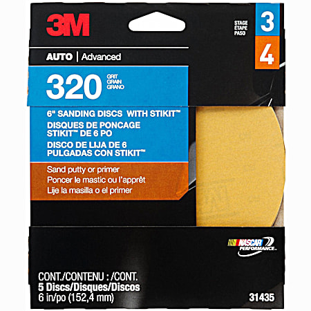 3M 6 in Green Corps 320 Grit Sanding Discs w/ Stikit