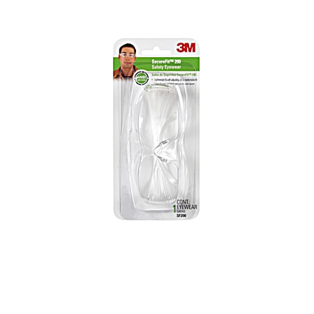 3M Clear SecureFit 200 Safety Eyewear w/ Anti-Fog Lens