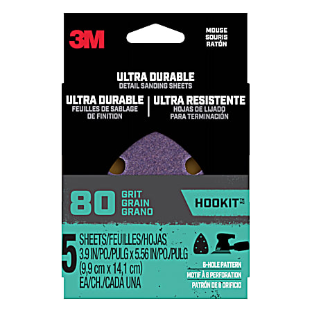 3M 80 Grit Ultra Durable Mouse Sanding Sheets - 5 Pk