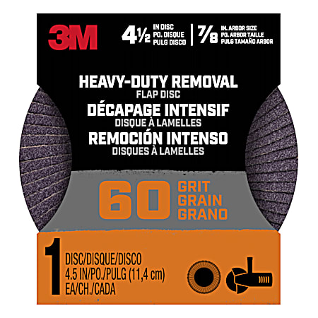 3M 60 Grit Heavy-Duty Removal 4.5 in Flap Disc - 1 Pk