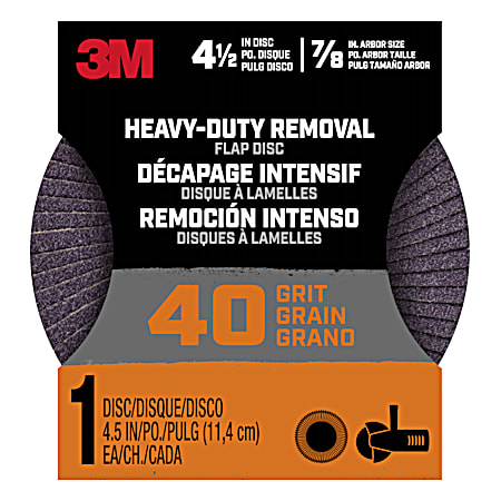 3M 40 Grit Heavy-Duty Removal 4.5 in Flap Disc - 1 Pk