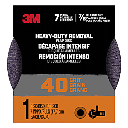 3M 40 Grit Heavy-Duty Removal 7 in Flap Disc - 1 Pk