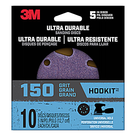 3M 150 Grit Ultra Durable 5 in Power Sanding Discs - 10 Pk