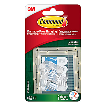 Command Clear Outdoor Light Clips w/ Foam Strips - 8 Pk