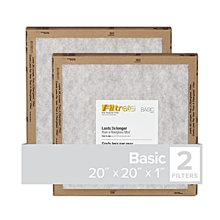 20 in x 20 in x 1 in Flat Panel Air Filter - 2 Pk