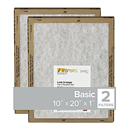 10 in x 20 in x 1 in Flat Panel Air Filter - 2 Pk