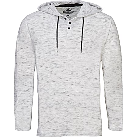 Men's Edgewater White Injection Hooded Long Sleeve 3-Button Henley Pullover