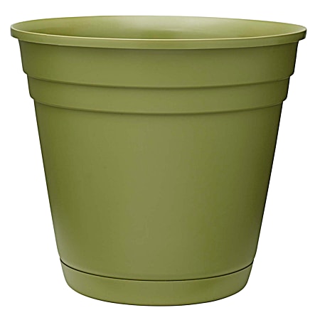 Olive Green Riverland Planter w/ Attached Saucer