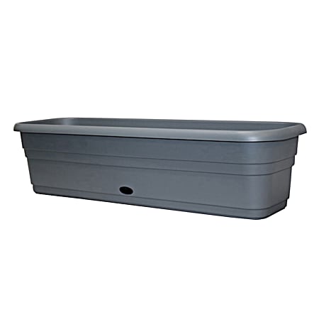 24 in Gray Jackson Self-Watering Window Box w/ Attached Tray