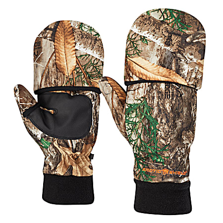 Adult Tech Finger System Realtree Edge Midweight Flip Top Gloves/Mittens