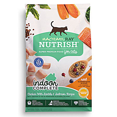 Rachael Ray Nutrish Adult Complete Chicken w/ Lentils & Salmon Recipe Dry Indoor Cat Food