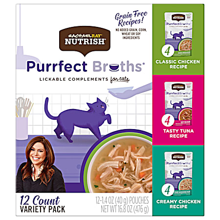 Purrfect Broths Variety Pack Wet Cat Food - 12 Ct