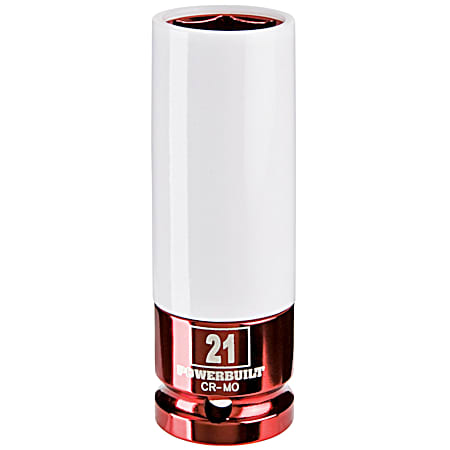 1/2 in Drive x 21mm Thin Wall Red/White Lug Nut Socket - 941041