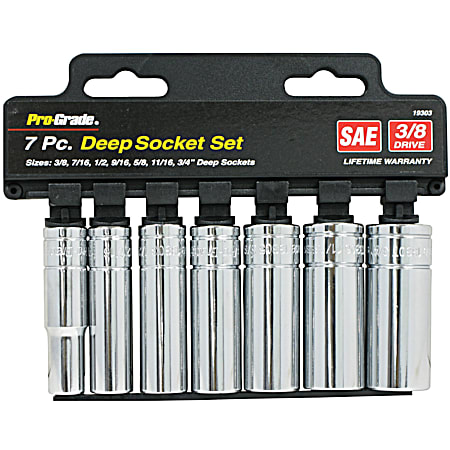 Pro-Grade 7 Pc. 3/8 In. Drive SAE Deep Socket Set