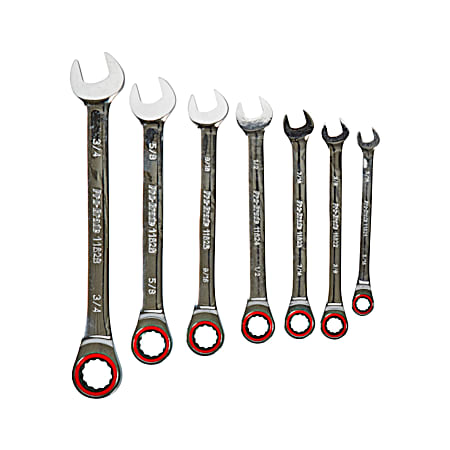 Pro-Grade XL SAE Ratcheting Combination Wrench Set - 7 Pc
