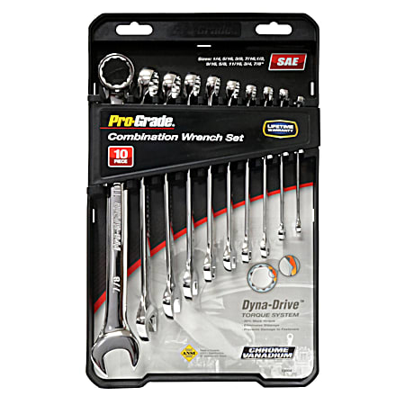 Pro-Grade 10 Pc SAE Combination Wrench Set