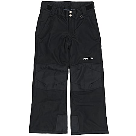 Youth Solid Black Reinforced Polyester Dobby ThermaLock Snow Pants