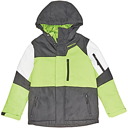 Youth Spruce Black//Lime/White ThermaTech Insulated Hooded Full Zip/Snap Polyester Jacket