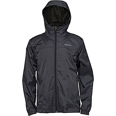 Youth Steel Mesh Lined Hooded Full Zip Polyester/Nylon Rain Jacket