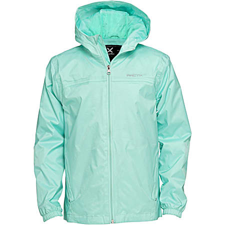 Girls' Island Azure Mesh Lined Hooded Full Zip Polyester/Nylon Rain Jacket