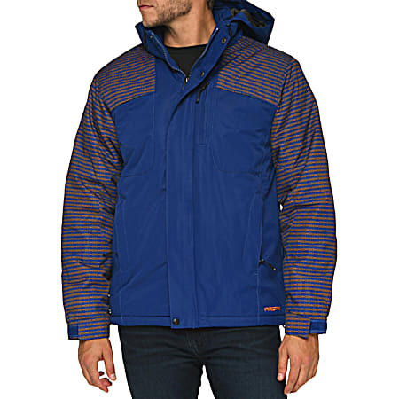 Men's Expresso Vintage Blue/Orange Insulated Relaxed Fit Hooded Full Zip Jacket