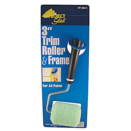 3 in Trim Paint Roller Cover w/ Paint Roller Frame