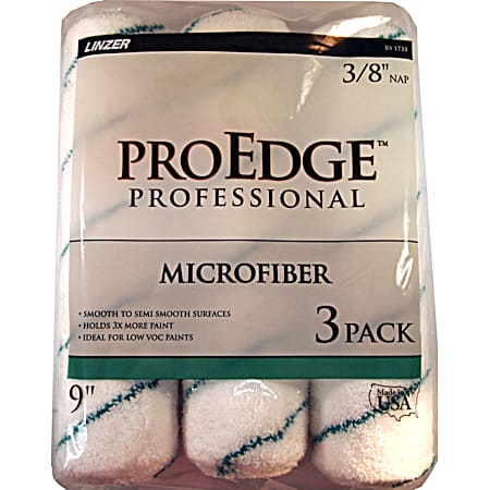 Linzer ProEdge Professional 9 in Microfiber Paint Roller Covers - 3 Pk