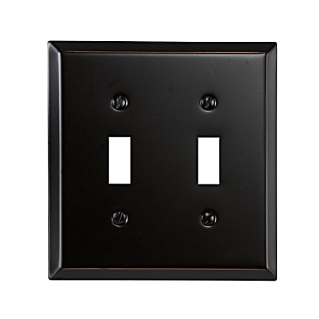 Aged Bronze Steel Wallplate - Double Toggle